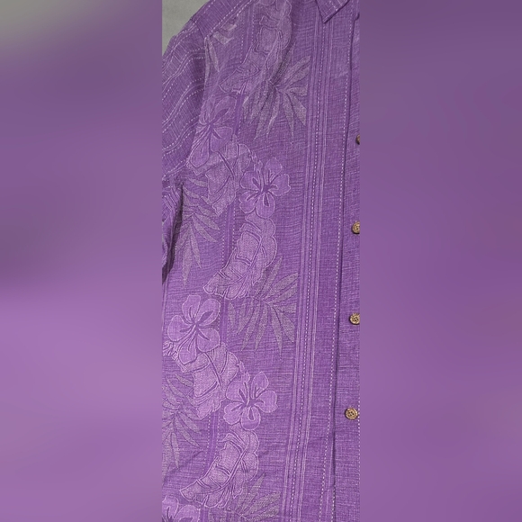 Tommy Bahama Bali Border Floral Jacquard Short Sleeve Silk Button Up Size Large - Picture 4 of 8